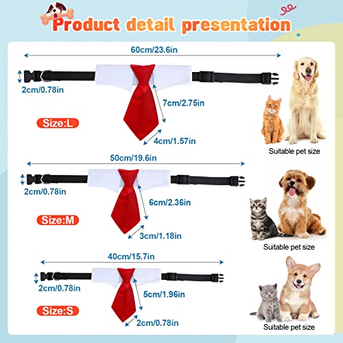 Collar para Perro, Pajarita Ajustable, Corbata para Mascotas, S / M / L, Collar Formal para Perro, Corbata para Traje de Boda para Perros pequeños y Gatos, Corbatas Accesorios para Fiestas (Rojo, L)