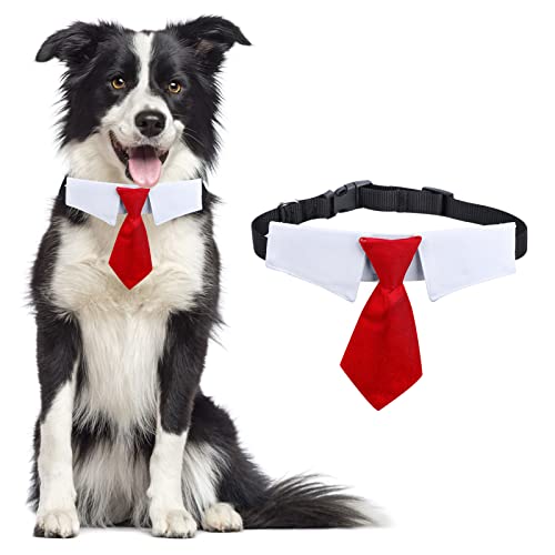 Collar para Perro, Pajarita Ajustable, Corbata para Mascotas, S / M / L, Collar Formal para Perro, Corbata para Traje de Boda para Perros pequeños y Gatos, Corbatas Accesorios para Fiestas (Rojo, L)