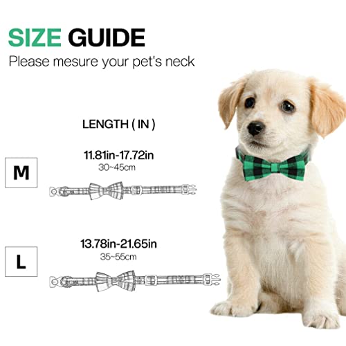 Collar Perro con Pajarita de Cuadros, Collares de Pajarita de Tela Escocesa duraderos y cómodos para Perro(M, Verde Negro)