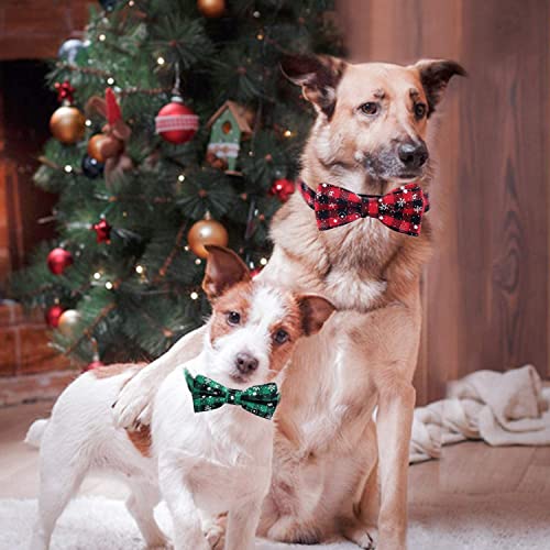 Collar Perro, JunD 2pc Collar Perro Navidad, Collar de Perro Mascota Ajustable con Pajarita, para Mascotas Perros, Gatos, Holiday Temporada, Fiestas (M)