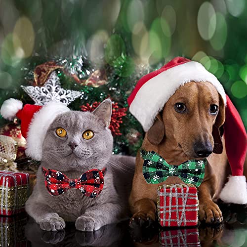 Collar Perro, JunD 2pc Collar Perro Navidad, Collar de Perro Mascota Ajustable con Pajarita, para Mascotas Perros, Gatos, Holiday Temporada, Fiestas (M)