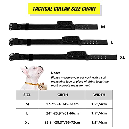 Collar táctico para perro con asa de control, nailon acolchado suave, collar ajustable K9 con hebilla de metal para perros medianos y grandes, reflectante para entrenamiento (verde, XL)