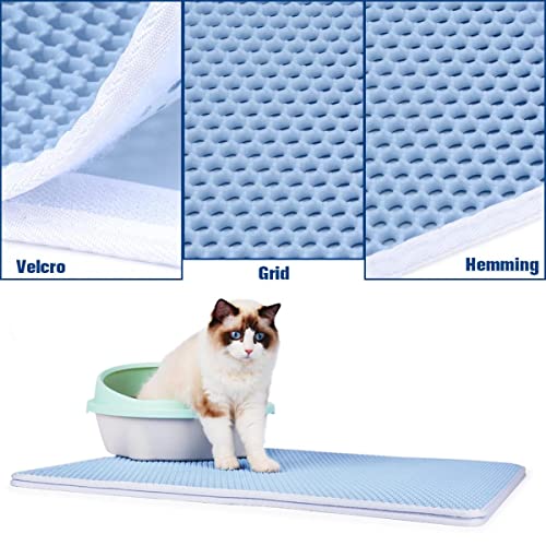Color Cat Litter Mat Impermeable Doble Capa Antideslizante Pet Cat'S House Bed Mat Pads Limpiar Lavable Mascotas Accesorios-Split Royal Blue,37x58cm