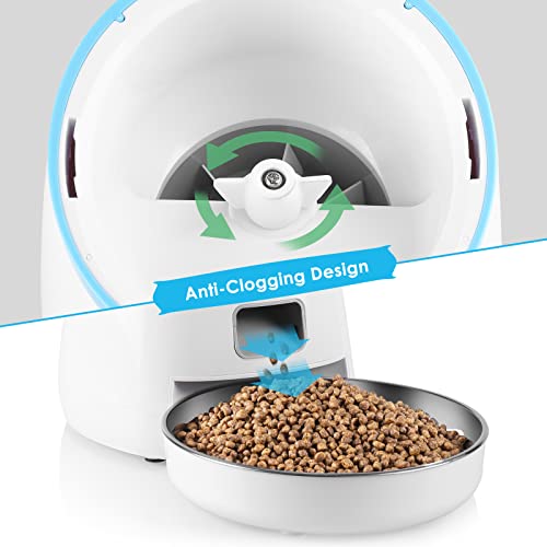 Comedero Automático para Gatos y Perros 3.5L, Dispensador Automático de Alimento con Cuenco de Acero Inoxidable, con Control de Porciones y Función de Grabación de Sonido