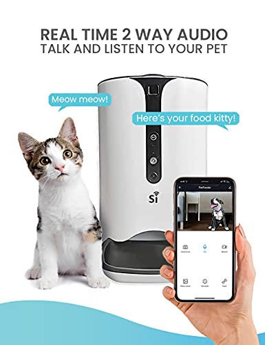 Comedero Gato y Perro automatico WiFi Camara, 6 litros, Audio bidireccional, Visión Nocturna, Funciona con Alexa, Google Home y App Smart Life