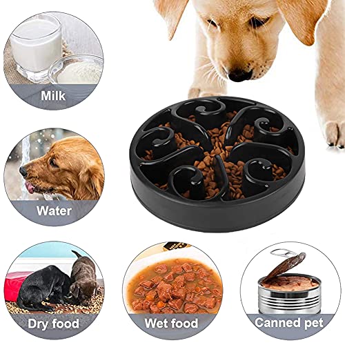Comedero Perro Gato - Comedero de Perros para Ralentizar la Comida, Bowl Tazón de Fuente del Animal Doméstico Gato Alimentador del perro Lento Abajo Comiendo, Divertida Búsqueda de Alimento (Negro)