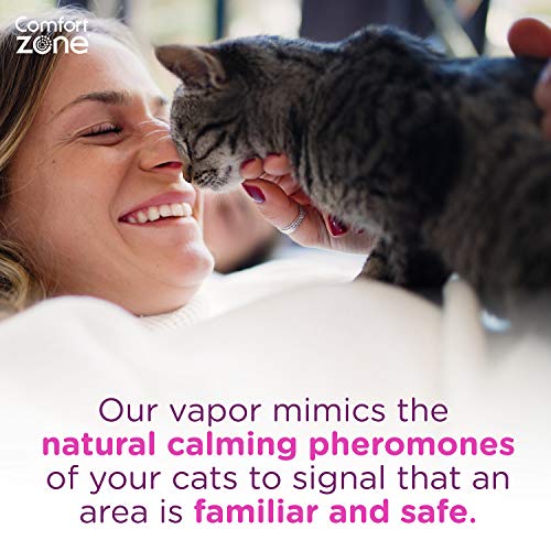 Comfort Zone Difusor calmante para gatos que reduce la ansiedad, los arañazos, la pulverización y la ocultación, se recomienda veterinario para desestresar a tu gato, 1 difusor, 2 recambios (48 ml)