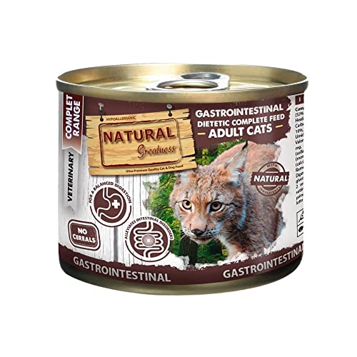 Comida húmeda para Gatos - Gastrointestinal prescripción Veterinaria - Natural Greatness - Pack 6 latas 200 grs | ANIMALUJOS