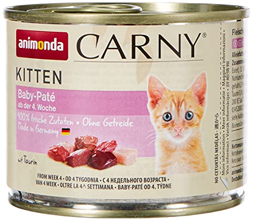 Comida para gatos animonda Carny Kitten, comida húmeda para gatos hasta 1 año, Baby Paté, 6 x 200 g