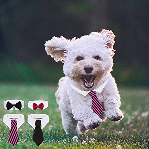 Comius Sharp Corbatas y Pajarita Ajustables de Mascotas, 4 Piezas de Pajarita de Mascotas Corbata Ajustable Ropa Gato Corbatas de Mascotas Perros para Cachorros Accesorios de Fiesta