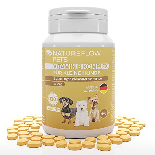 Complejo de Vitamina B Perros - B Vitaminas para perros a partir de 2 kg - 120 Comprimidos de vitaminas - Suplemento perro con K3, ácido fólico, calcio y biotina para perros - Made in Germany