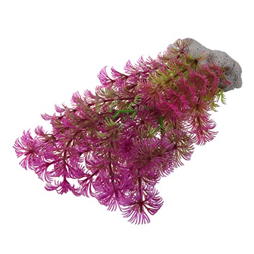 Comyglog Planta artificial de 15-20 cm para decoración de acuario, color morado y verde