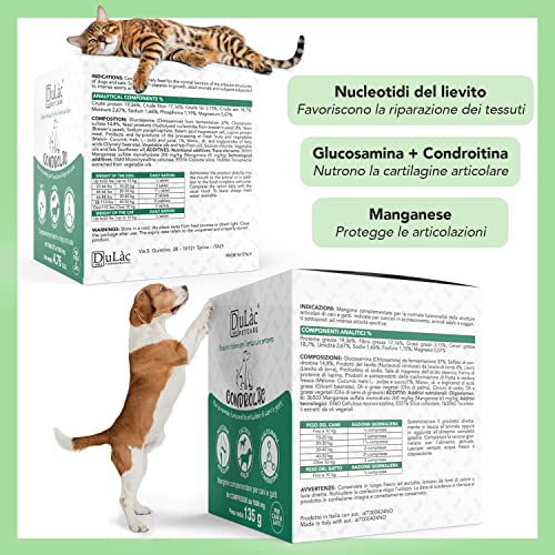 CONDROLAC Condroprotector para Articulaciones de Perros Dosis Alta, Glucosamina 555mg + Condroitina 200mg + Manganeso - 90 Comprimidos para Cachorros y Adultos, Apto para Perros y Gatos - Dulàc