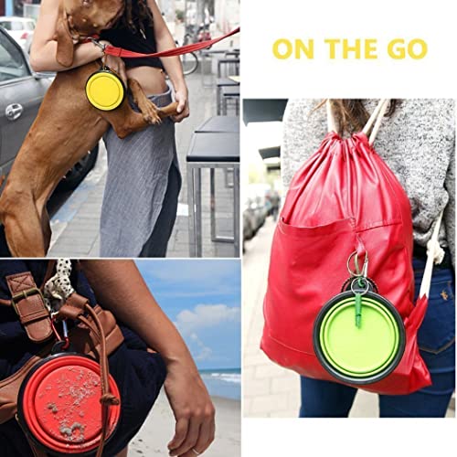 Conjunto automático del alimentador de Perros de 5 Colores Platos Plegables para Perros de Viaje con 2 Colgantes de Perro LED Gratis
