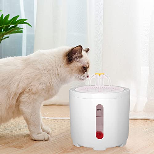 Coquimbo Fuente para Gatos, Dispensador de Agua para Perros 2,5L, Bebedero Gatos Automática Súper Silenciosa para Gatos Perros con Nivel de Agua Función (Incluye 2 filtros, Blanco)
