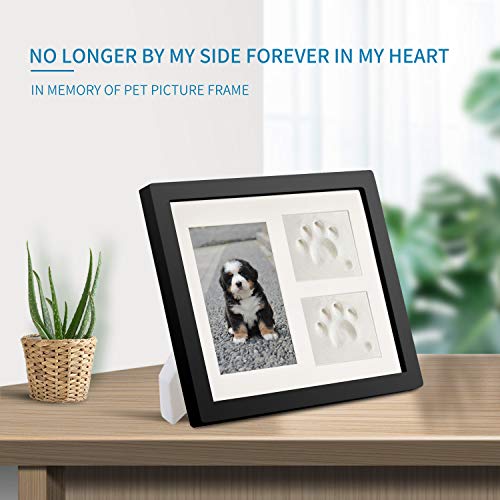 Coryfeel Marco de fotos triple conmemorativo para perros o gatos, 4 x 6 con kit de impresión de arcilla, marco perfecto para amantes de las mascotas, color blanco y negro