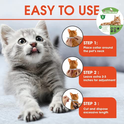 CreativeDom - Collar antiparasitario - antipulgas | Tratamiento antipulgas Gatos para Gatos | 8 Meses de protección contra Pulgas - Garrapatas y Mosquitos | Collar Gatos Pequeño-Mediano-Grande