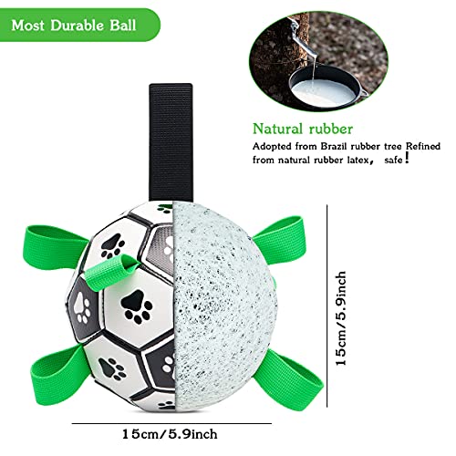 CS COSDDI Juguetes de fútbol para perros, juguete interactivo para perros, pelota de mascota con correas de recuperación para juegos de remolcador de entrenamiento y ejercicios de unión