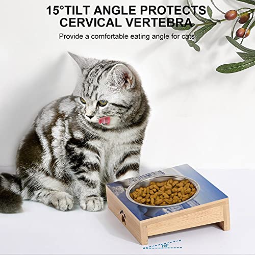 Cuenco de alimentación para gatos con diseño de león de mar blanco como la nieve, doble gatito, alimentador de agua criado para gatos y perros pequeños