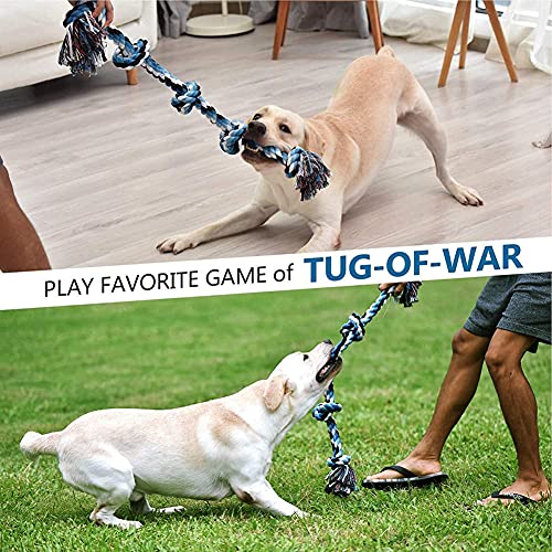 Cuerda de Juguete para Perros, QIANLIA Juguetes para Masticar, 92 cm 5 nudos, Cuerda interactiva para razas de perros medianos y grandes