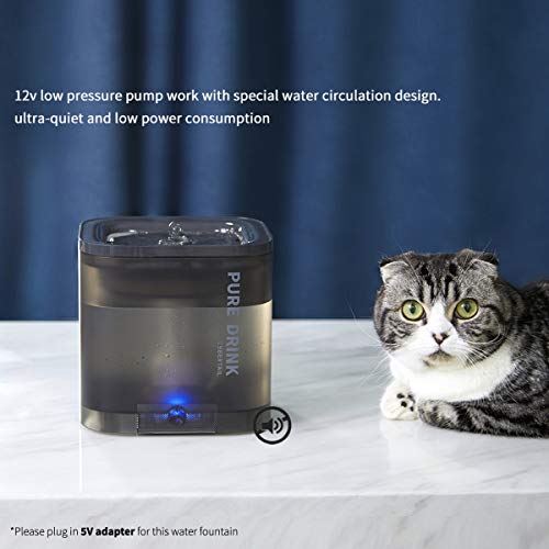 CYBERTAIL Dispensador de Agua para Gatos, Fuente para perros y gatos--1,85L, Higiénico, Ultra Silencioso, Apagado Automático, Modo Inteligente, Recordatorio LED Dispensador de Agua para Mascotas