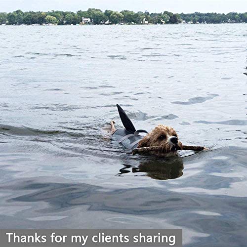 DALADA Chaleco salvavidas para perros con asas y gran flotabilidad, correas ajustables, traje de baño de tiburón para mascotas flotador para mascotas rafting canotaje, surf, entrenamiento acuático