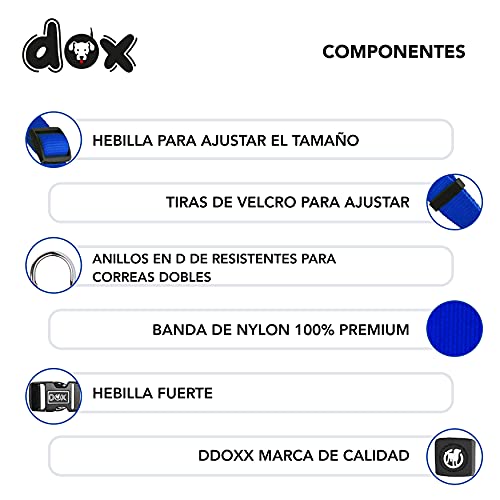 DDOXX Arnés Perro Step-In Nylon, Ajustable | Muchos Colores & Tamaños | para Perros Pequeño, Mediano y Grande | Accesorios Gato Cachorro | Azul, XXS