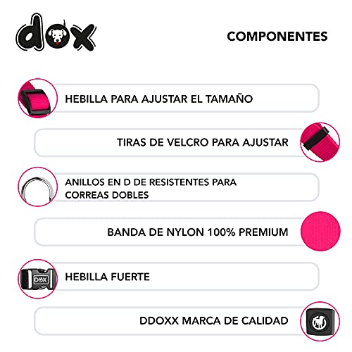 DDOXX Arnés Perro Step-In Nylon, Ajustable | Muchos Colores & Tamaños | para Perros Pequeño, Mediano y Grande | Accesorios Gato Cachorro | Rosado Pink, M