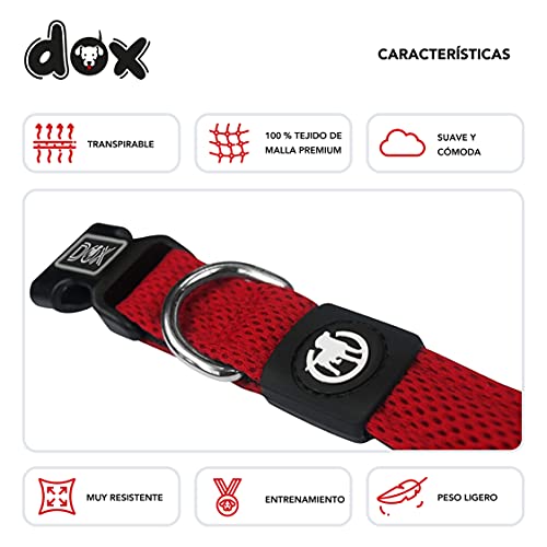 DDOXX Collar Perro Air Mesh, Ajustable, Acolchado | Muchos Colores & Tamaños | para Perros Pequeño, Mediano y Grande | Collares Accesorios Gato Cachorro | Rojo, S