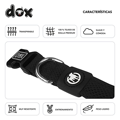 DDOXX Collar Perro Air Mesh, Ajustable, Acolchado | Muchos Colores & Tamaños | para Perros Pequeño, Mediano y Grande | Collares Accesorios Gato Cachorro | Negro, M