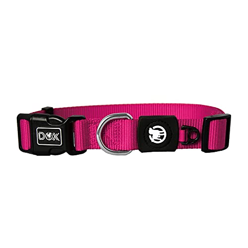 DDOXX Collar Perro Nylon, Ajustable | Muchos Colores & Tamaños | para Perros Pequeño, Mediano y Grande | Collares Accesorios Gato Cachorro | Rosado Pink, L