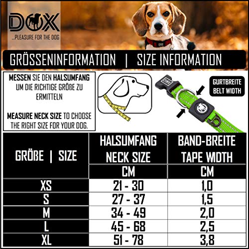 DDOXX Collar Perro Nylon, Reflectante, Ajustable | Muchos Colores & Tamaños | para Perros Pequeño, Mediano y Grande | Collares Accesorios Gato Cachorro | Verde, M