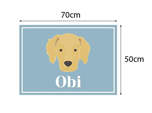 Deco&Fun - Alfombra vinílica para Mascotas A 70x50 Golden - Tapete para Mascotas Personalizado -Alfombra Personalizada Mascota - Tapete para comedero - Tapete para Perros