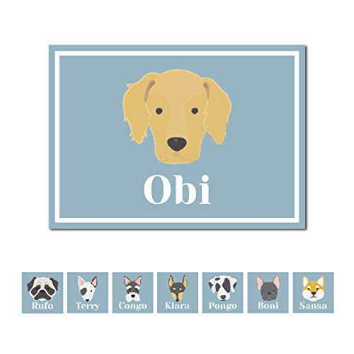 Deco&Fun - Alfombra vinílica para Mascotas A 70x50 Golden - Tapete para Mascotas Personalizado -Alfombra Personalizada Mascota - Tapete para comedero - Tapete para Perros