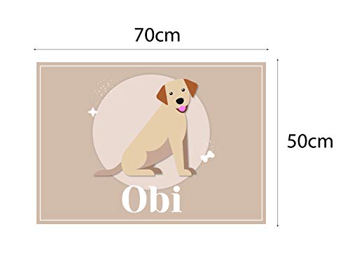 Deco&Fun - Alfombra vinílica para Mascotas B 70x50 Golden - Tapete para Mascotas Personalizado -Alfombra Personalizada Mascota - Tapete para comedero - Tapete para Perros
