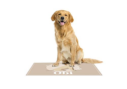 Deco&Fun - Alfombra vinílica para Mascotas B 70x50 Golden - Tapete para Mascotas Personalizado -Alfombra Personalizada Mascota - Tapete para comedero - Tapete para Perros