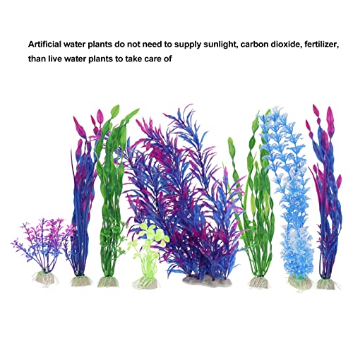 Decoraciones para Plantas de Peceras, 8 Piezas, Fáciles de Limpiar, Plantas de Agua de Algas Artificiales de Textura Suave para Decoración de Acuarios