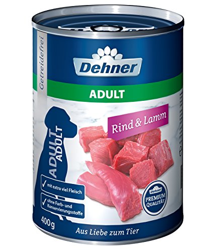 Dehner Selection Lata de Alimentos Adult Vacuno y Cordero para Perros, 6 x 400g