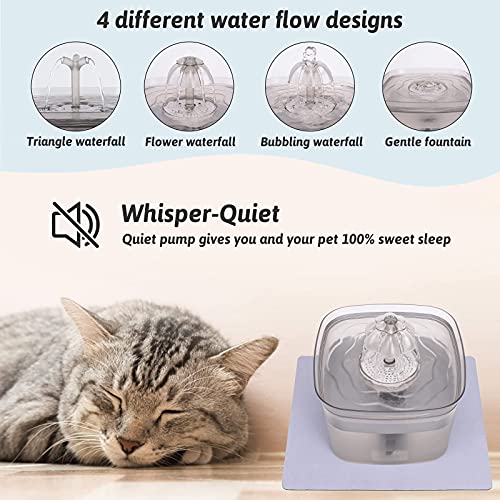 DGODRT Fuente para Gatos, 2,5L Bebedero Automático Fuente de Agua para Gatos con 3 Filtros de Carbón y Luces LED, Dispensador Silencia Fuente de Agua para Mascotas