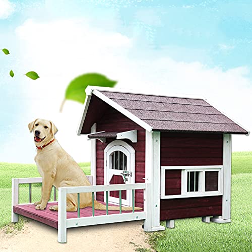 DHYBDZ Casa de Madera para Perros al Aire Libre para Perros pequeños y medianos, Perrera con Aislamiento de Porche Grande para Uso Exterior, Muebles para Mascotas extragrandes