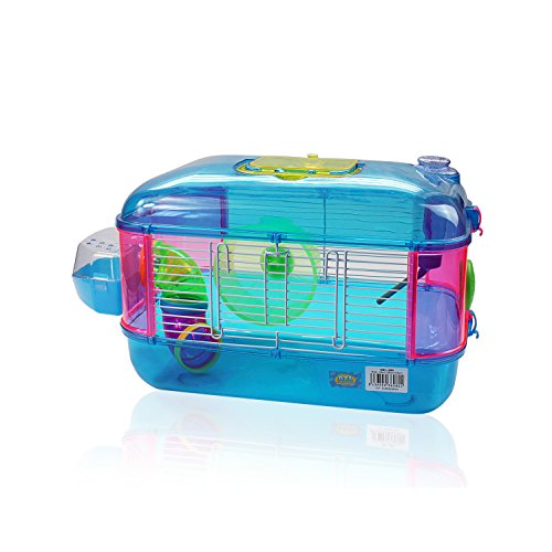 DI ZE LIN PET HOME S.L DZL® Jaula para Hamster de plástico Duro, caseta Bebedero comedero Rueda Todo Incluido (40 * 26 * 26 1 Piso, Color Aleatorio)