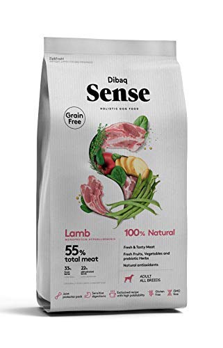 Dibaq Sense Grain Free Cordero. Pienso 100% Natural sin cereales para perros. 12 Kg. 100% natural.