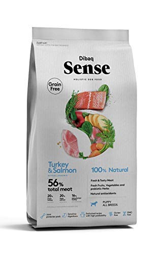Dibaq Sense Grain Free Puppy Salmon & Pavo. Alimento 100% Natural para cachorros de perros.12 Kg.