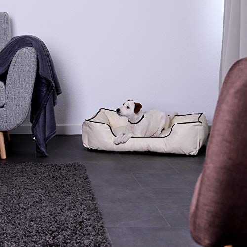 dibea Cama para perros premium imitación de piel Sofá de perro lavable (M) 80x55 cm Beige