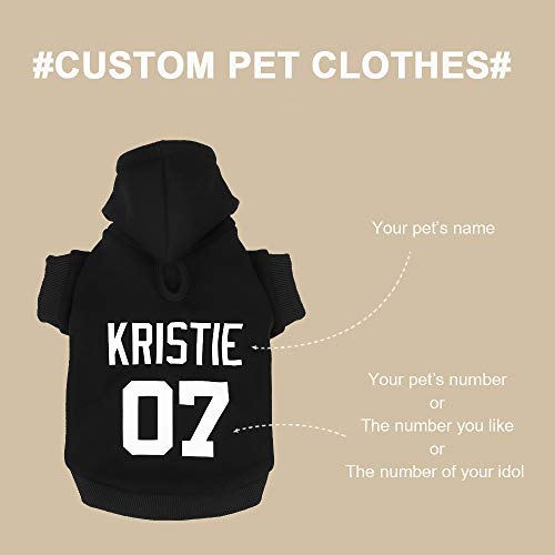 Didog Sudaderas personalizadas para perro, camisa de suéter con nombre y número de mascotas, ropa de identificación para perros pequeños y medianos, color negro, XS