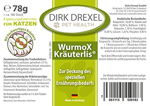 Dirk Drexel WumoX Herblis para gatos | Trata con extractos de hierbas | nutrición natural para fortalecer el medio intestinal | con vermut real | alternativa natural