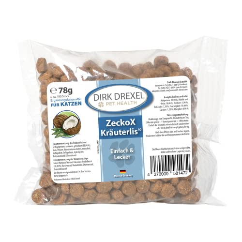Dirk Drexel ZeckoX Herblis para gatos | Perros Trata con extractos de hierbas | Dieta natural con comino negro, coco y cardo