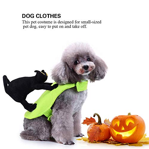 Disfraces de Halloween para Mascotas Divertido Gato Negro Paseo en un Perro Ropa Fiesta de cumpleaños de Perro Vestir Ropa para Perros pequeños, medianos, Grandes, Gatos(S)