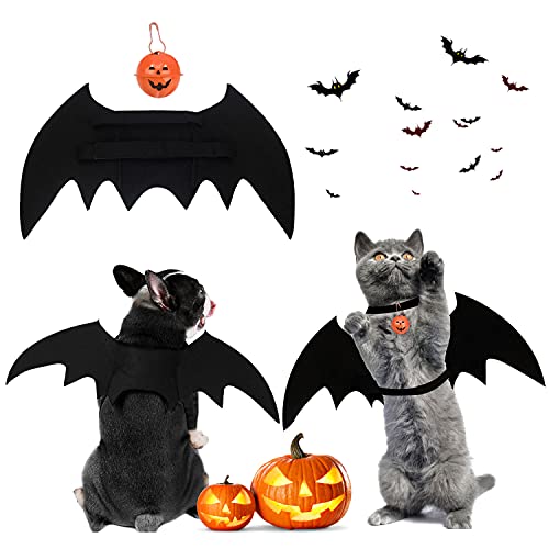Disfraz de Gato para Halloween, Disfraz de Halloween para Perro, Halloween Bat Wings Disfraz con Campana de Calabaza, Pet Disfraz de Halloween para Decoración de Cosplay