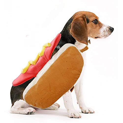 Disfraz de perro caliente ajustable en forma de lindo disfraz de cosplay para cachorros, ropa de salchicha para mascotas ((M)